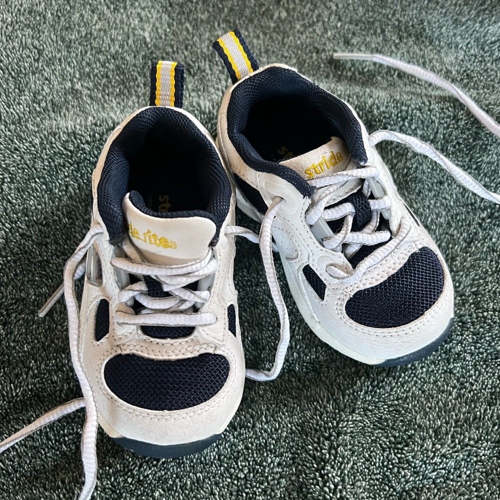 Stride Rite White and Black Kids Sneakers